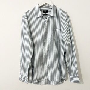 Vince Mens Hermosa Stripe Button-Front Shirt Lagoon Blue XL